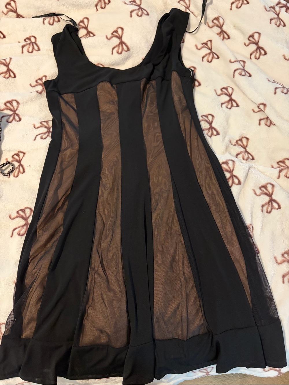 connected apparel Black and Brown Mesh Panel Midi Dress
